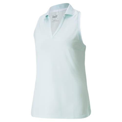 PUMA Mattr Sprinter Sleeveless Polo Camisa de Golf, Fair Aqua Heather, XL para Mujer