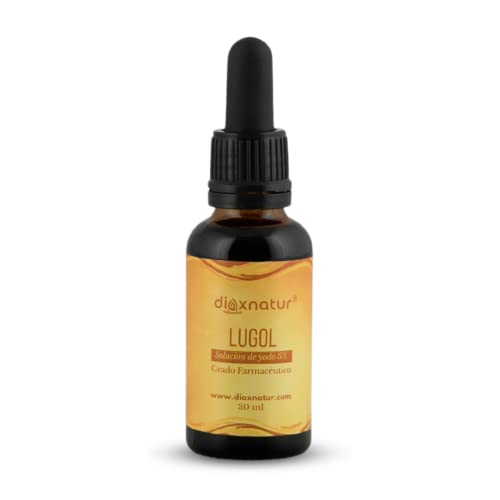DIOXNATUR Solución de Lugol 5% Calidad Farmacéutica 30ml, Pipeta Integrada, Óptima Concentración Gotas de Yodo y Yoduro de potasio