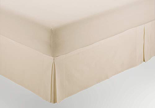 ESTELIA - Cubrecanapé de Hilo Tintado Color Crema - Cama de 150 (Alto 35 cm) - con Velcro Adhesivo - 50% algodón / 50% poliéster