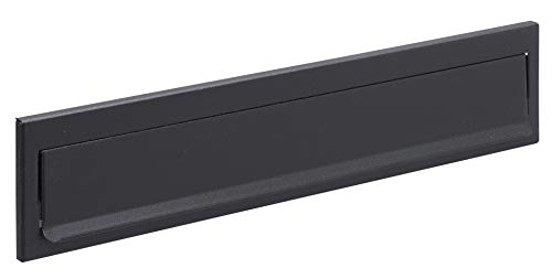 ARREGUI C614 Bocacartas Maxi de Acero Para Puertas o Verjas en el Exterior, Bocacartas Exterior, Boca de 32,5 x 3 cm, Resistente a la Intemperie, Medidas 34,2 x 7,3 cm, Negro Texturizado