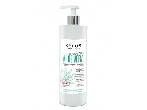 Kefus - Gel Aloe Vera y Aceites de Rosa Mosqueta y Argan, 500ml | Calmante, Regenerador e Hidrante Natural | Para después de la Depilación | Todos tipos de Piel