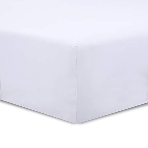 VISION - Juego de 2 sábanas de 90 x 200 cm – Colores: blanco – 100% algodón, 57 hilos – 4 esquinas elásticas – Gorro de 30 cm