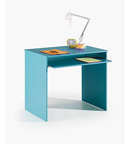 Habitdesign Mesa de Ordenador con Bandeja extraíble, Mesa Escritorio Juvenil, Modelo I-Joy, Color Blanco Artik, Medidas: 90 cm (Ancho) x 54 cm (Fondo) x 79 cm (Alto)