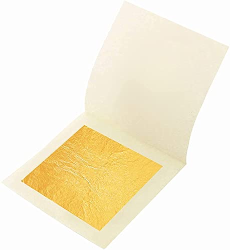 Hojas de hojas de oro comestible de 24 quilates, 4.33x4.33 cm, paquete de 30 hojas de hojas de pan de oro comestible para pasteles, postres, arte y manualidades, máscaras faciales y arte de uñas