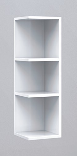 ARKITMOBEL Modulo Rinconero para Baño, Mueble con Estantes, Acabado en Blanco Brillo, Medidas: 20 cm (Ancho) x 65 cm (Alto) x 19,5 cm (Fondo)