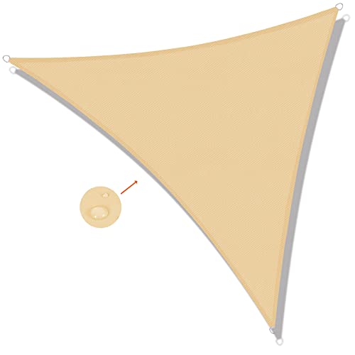 SUNNY GUARD Toldo Vela de Sombra Triangular 3x3x3m Impermeable a Prueba de Viento protección UV para Patio,Jardín, Exteriores, Terraza, Color Arena