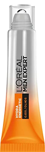 L'Oréal Men Expert Hydra Energetic Roll-On para ojos, con vitamina C*, Fórmula antifatiga que reduce la apariencia de bolsas y ojeras, [10ml]