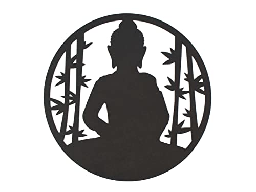 CONTRAXT Cuadro budas madera decorativos. Cuadros de mandalas figura buda de madera calada para pared Decoracion buddha meditar salon dormitorio meditacion zen yoga (Buda, Negro)