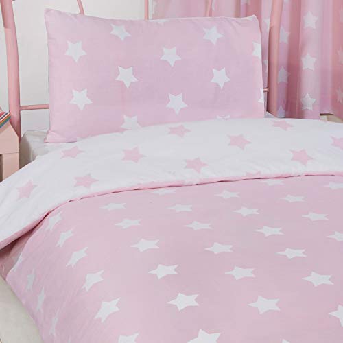 Price Right Home Juego de funda nórdica y funda de almohada para niños pequeños con estrellas rosas y blancas cama cuna