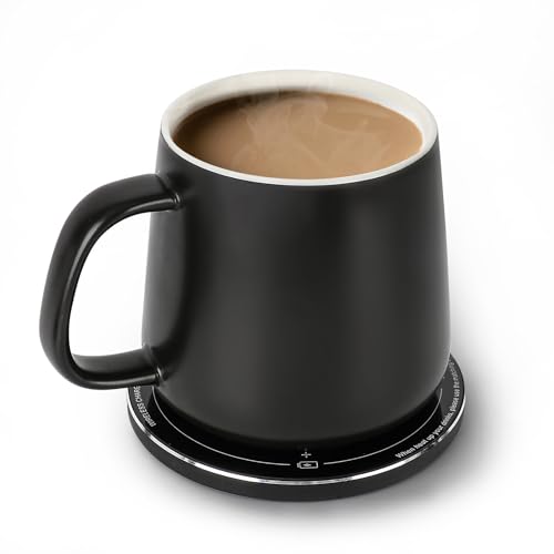 APEKX Calentador de Taza de café, Calentador de Tazas Inteligente Calentador con temperatura constante de 45℃/113°F de Bebidas eléctrico Apagado automático, Calentador de café, té y Leche (Negro)
