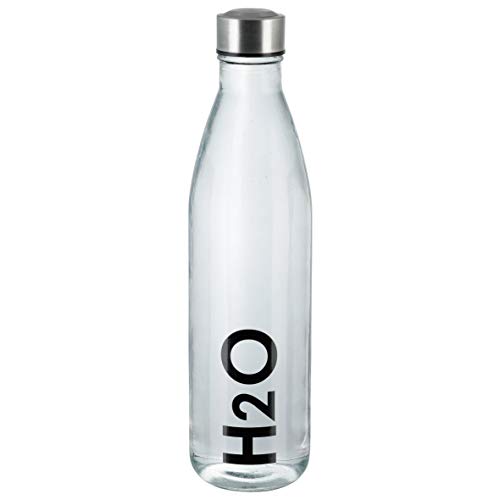 axentia Botella de Cristal Agua, Unisex, Transparente, Aprox. 1 l