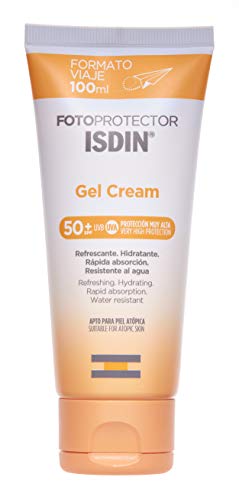 ISDIN Fotoprotector Gel Cream SPF 50+ refrescante, formato viaje, hidratante, rápida absorción, resistente al agua - 100 ml, El ambalaje puede variar