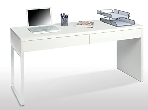 Habitdesign Mesa Escritorio con 2 Cajones, Mesa de Despacho, Mesa de Oficina, Modelo Touch, Color Blanco Artik, Medidas: 138 cm (Ancho) x 50 cm (Fondo) x 75 cm (Alto)