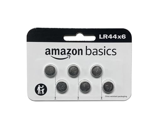 Amazon Basics pilas de botón alkaline LR44, 6 Unidad