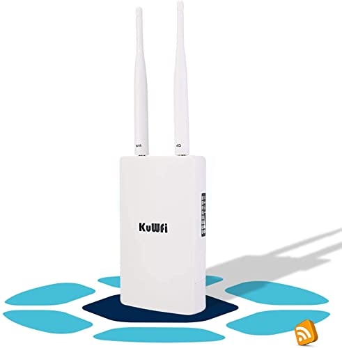 Router 4G SIM, KuWFi Router 4G LTE WiFi 300 Mbps, Puerto Ethernet LAN/WAN, Cobertura WiFi Exterior con 2 Antenas extraíbles, Funciona con Simyo Vodafone Jazztel telefónica Simyo