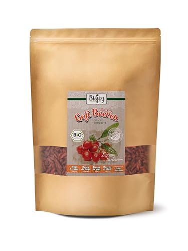 Biojoy Bayas de Goji secas orgánicas (1 kg), sin azufre y azúcar, Lycium barbarum