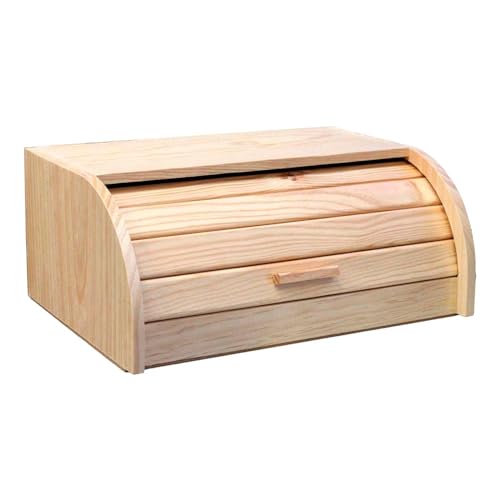Acan Tradineur – Panera de madera con tapa – Contenedor para pan fabricado en madera natural – 15,5 x 35,2 x 24,5 cm