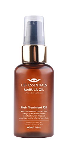 LIEF ESSENTIALS Aceite de tratamiento del cabello con aceite de marula africana puro orgánico. Apto para todo tipo de cabello. Sin crueldad dispensador de bombas. 60 ml