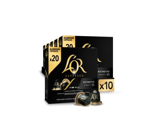 L'OR Espresso Cápsulas de Café Ristretto | Intensidad 11 | 200 Cápsulas Compatibles Nespresso (R)* - Amazon Exclusive