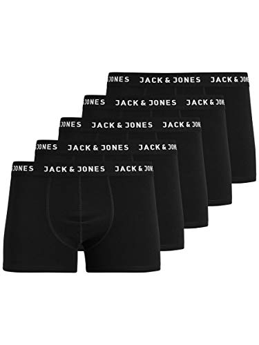 JACK & JONES Jachuey Trunks 5 Pack Noos Calzoncillos Boxer Hombre, Negro (Black Detail), L (Pack de 5)
