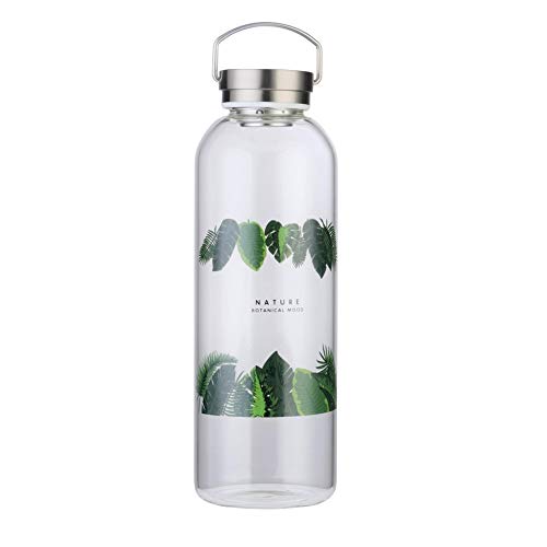 Botella Agua Cristal 2 litros Reutilizable con Portátil Tapa INOX Funda Neopreno sin Bpa
