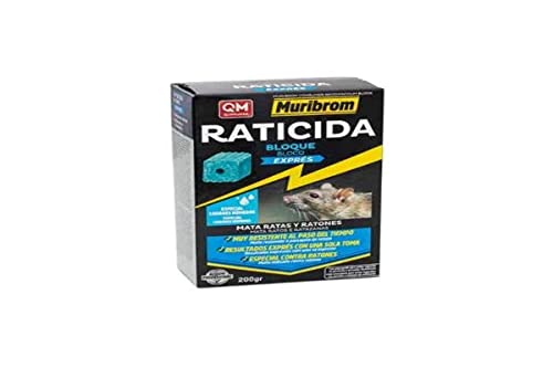 MURIBROM Quimunsa Raticida Cebo Bloque EXPRÉS 200 gr de Veneno Ratones, Ratas y roedores