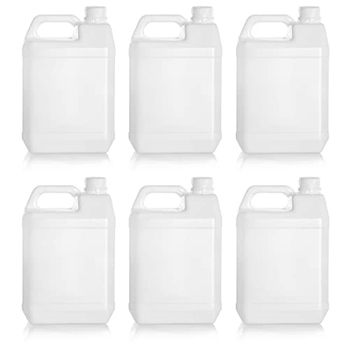 Tradineur - Set de 6 Garrafas de Plástico Alimentario, Bidones de Agua, Tanques Agua, Jarras, 5 litros, 26 x 19 x 13 cm