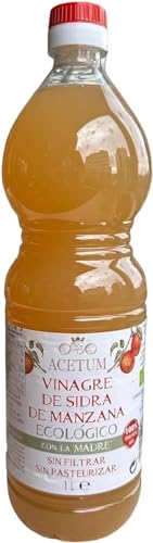 Vinagre de Sidra de Manzana con la Madre - Orgánico | Botella 1L | Directo desde Italia (Módena) | Sin Filtrar ni Pasteurizar - Fabricado por Acetum
