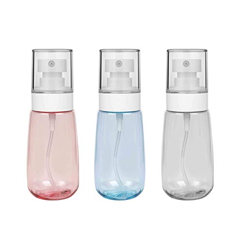 Bote Spray Botella de Aerosol Vacío Plástico Transparente Niebla Fina Atomizador de Viaje Recargable Conjunto de Botellas Maquillaje Vacio de Agua Claro Contenedor (3 × 60 ML)