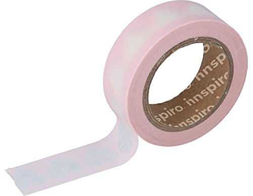 INNSPIRO Cinta masking tape Washi corazon rosa 15 mm x 10 m, Serie Floral