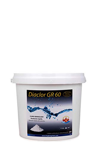 DIASA INDUSTRIAL Cloro Choque rápido para Piscinas DIACLOR GR 60 5 KG - Cloro granulado de disolución rápida - Dicloro granulado Puro