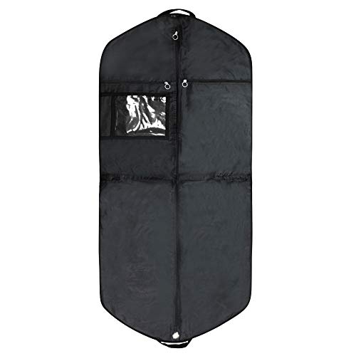 Hangerworld Porta Traje de Viaje 137cm Transpirable e Impermeable Negro con Cremallera y Asas