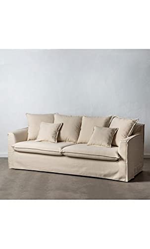 IXIA NINGO - Sofá de 4 plazas, tejido beige, 220 cm