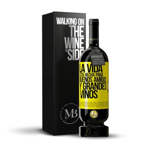 «La vida está hecha para buenos amigos y grandes vinos» Mensaje en una Botella. Vino Tinto Premium Reserva 12 Meses MBS Martín Berasategui System + Gift Box. Etiqueta Amarilla PERSONALIZABLE