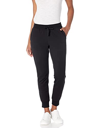 Amazon Essentials Pantalón de chándal en Felpa (Disponible en Tallas Grandes) Mujer, Negro, L