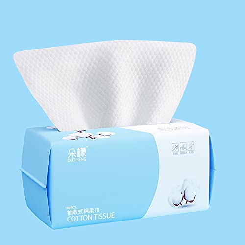 Toallitas secas faciales de algodón 100 unidades limpieza profunda, toalla de cara desechable tela de algodón multiusos para el cuidado de la piel toallitas de maquillaje toallitas faciales