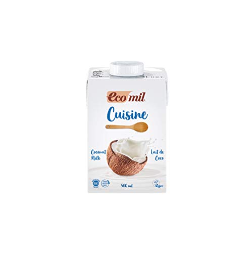 Ecomil Cusine Coco Bio 500 ml. Crema a base de leche de coco bio para cocinar. Sin lactosa, sin gluten, sin azúcares añadidos, sin soja, sin huevo, sin proteína láctea y con bajo contenido en sal