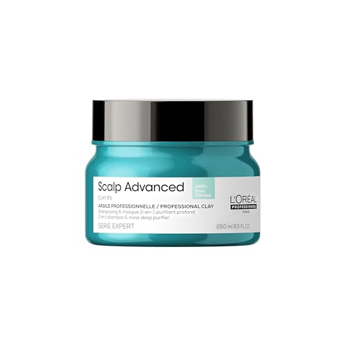 L’Oréal Professionnel, Scalp Advanced arcilla 2-en-1 enriquecida con activos dermatológicos para cuero cabelludo graso, SERIE EXPERT, 250 ml