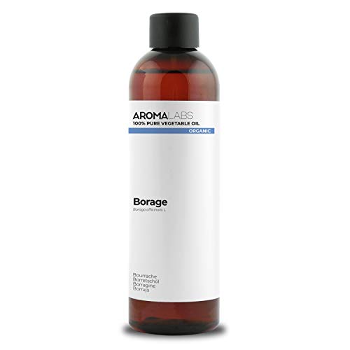 ORGÁNICO - Aceite vegetal BORRAJA - 250mL - 100% Puro, Natural, Prensado en frío y Certificado AB - AROMA LABS (Marca Francesa)