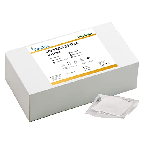 Sumedtec - 200 Gasas estériles 10 x10 cm, empacadas individualmente, de tela no tejida para el cuidado de heridas, suministros médicos de primeros auxilios. ‎