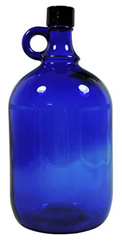 Mikken Blaue XL - Botella de cristal (2 L, para rellenar, con tapón de rosca negro)