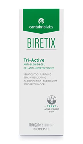 Biretix Tri Active Gel Anti-Imperfecciones, 50 Ml.- Previene y Corrige Granos y Marcas de Acné, 50 Mililitros