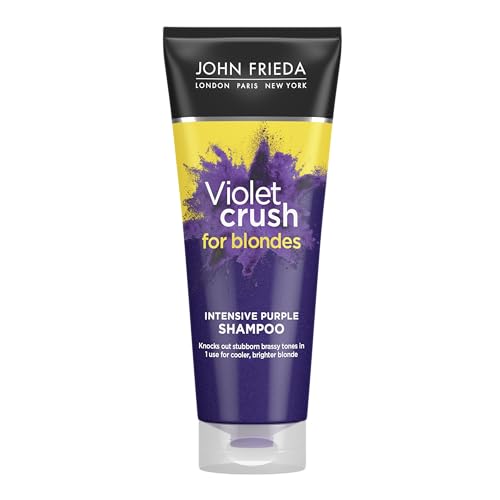 JOHN FRIEDA - Champú Violet Crush Intenso 250 ml, Elimina los Reflejos Amarillentos, Matizador y Tonificador Uniforme del Cabello Rubio Teñido o Natural