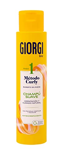 GIORGI Line - Champú Suave, Método Curly, Rizos Espectaculares, 0% Alcohol, 0% Siliconas, 0% Sulfatos, Con Proteínas Vegetales y Aguacate - 350 ml