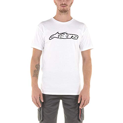 Alpinestar Blaze Classic tee Camiseta de Manga Corta con Logo de Corte Moderno, Hombre, White/Black, 3XL