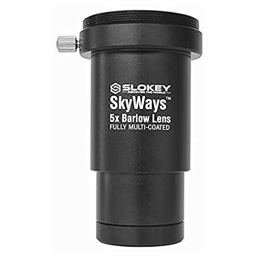 Lente Acromática Barlow 2X Pro Slokey SkyWays de Calidad Óptica Superior tratada con FMC y Anti-reflejante para una Imagen Nítida y Luminosa - Súper Ligera, Compacta y Resistente (1,25”)