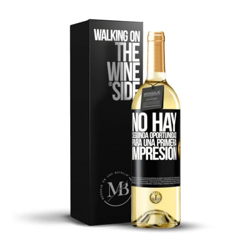 «No hay una segunda oportunidad para una primera impresión» Mensaje en una Botella. Vino Blanco Premium Verdejo Joven + Gift Box. Etiqueta Negra PERSONALIZABLE