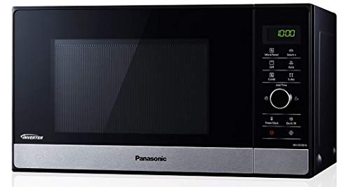 Panasonic Microondas NN-GD38HSGTG con parrilla (1000 W, vaporera, microondas combinado, molde para pizza, 23 litros) acero inoxidable negro