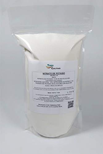 Nitrato potásico Puro (KNO3) 13-00-46. 1 Kilo. Muy Utilizado para la maduración en frutales, Huerta y Cualquier Cultivo Donde la generación de azucares se indispensable.