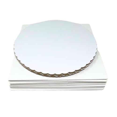 Decoracion Dulce - Pack de 5 Bases Extrafuertes de 25cm x 3mm de Color Blanco y 5 Cajas para transportar tartas de 25.4 x 25.4 x 15cm de altura